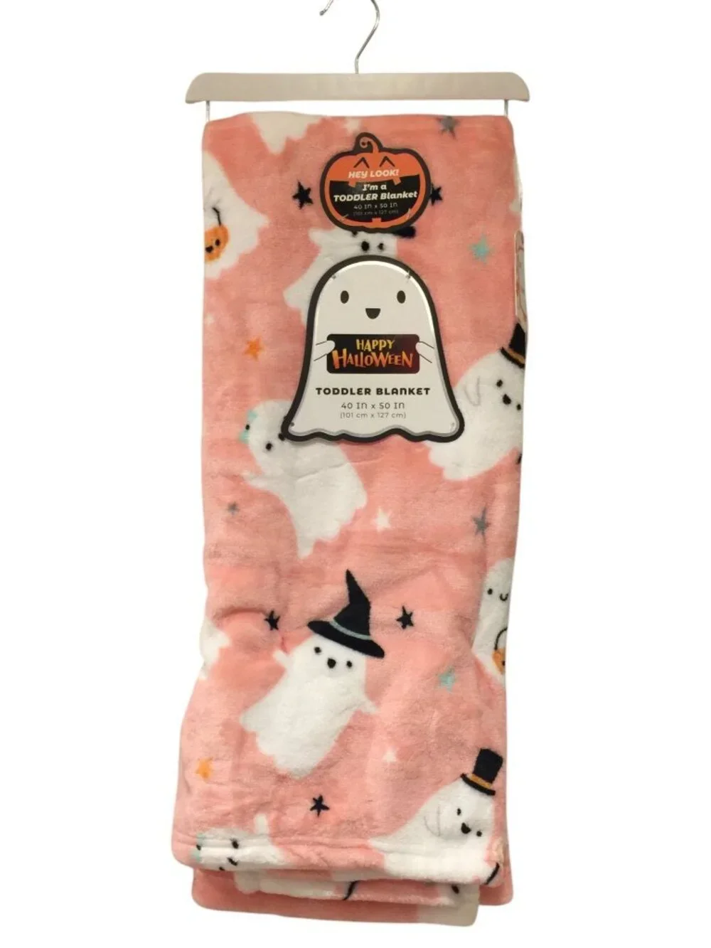 Happy Halloween Pink Baby Ghost Characters Toddler Plush Blanket 40
